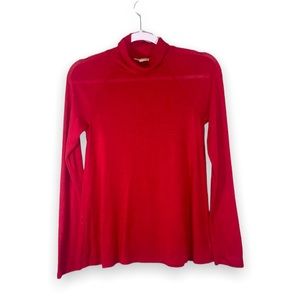 Copper Key Red Cowl Neck Long Sleeve Top Size Large Soft Rayon Blend